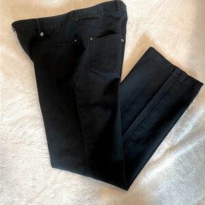 St John Sport Black bootcut denim jeans, sz 4, relaxed fit, cotton wideleg fit